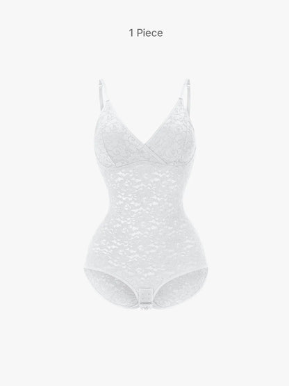 Deep-V Neck Sexy Lace Slimming Brief Bodysuit Body Shaper