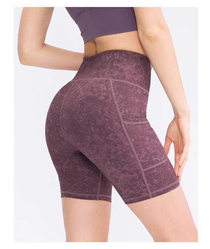 Women's  High Waist Gym Compression Yoga Shorts With Pocket