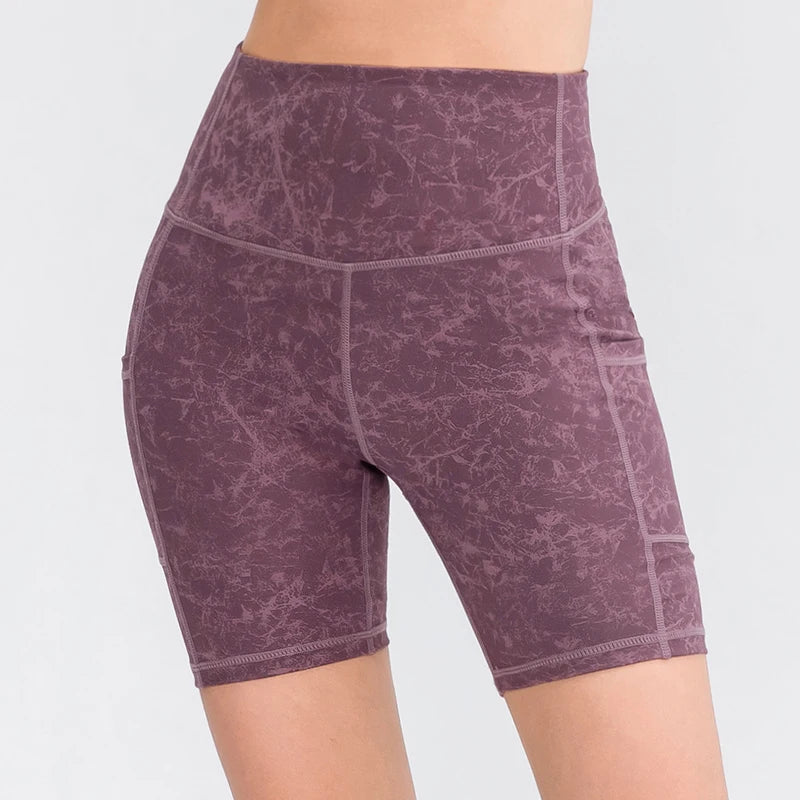 Women's  High Waist Gym Compression Yoga Shorts With Pocket