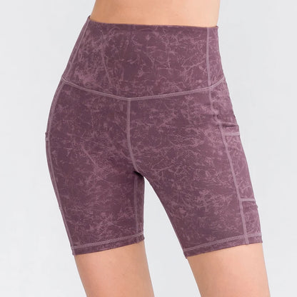 Women's  High Waist Gym Compression Yoga Shorts With Pocket