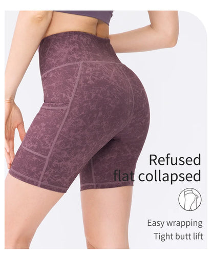 Women's  High Waist Gym Compression Yoga Shorts With Pocket