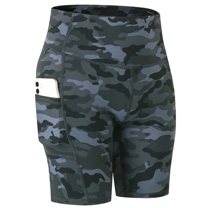 Women's  High Waist Gym Compression Yoga Shorts With Pocket