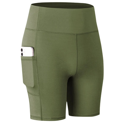 Women's  High Waist Gym Compression Yoga Shorts With Pocket