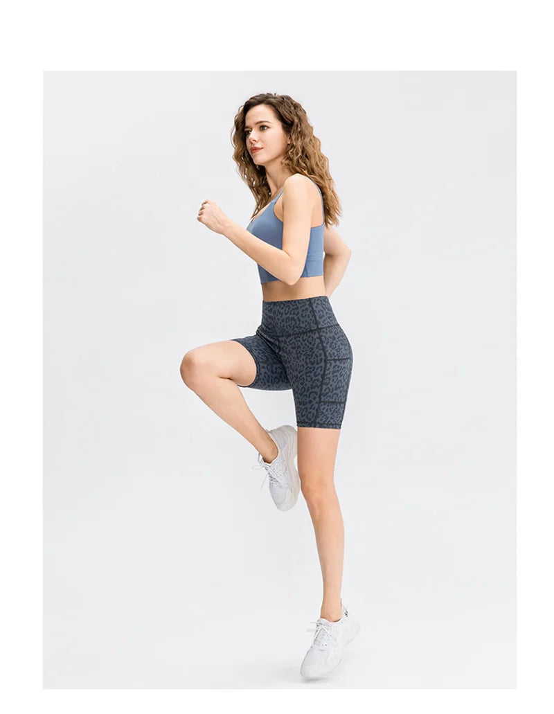 Women's  High Waist Gym Compression Yoga Shorts With Pocket