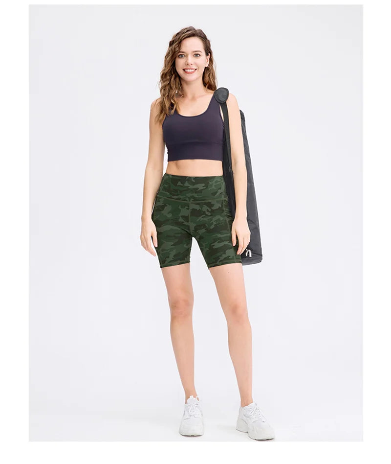 Women's  High Waist Gym Compression Yoga Shorts With Pocket