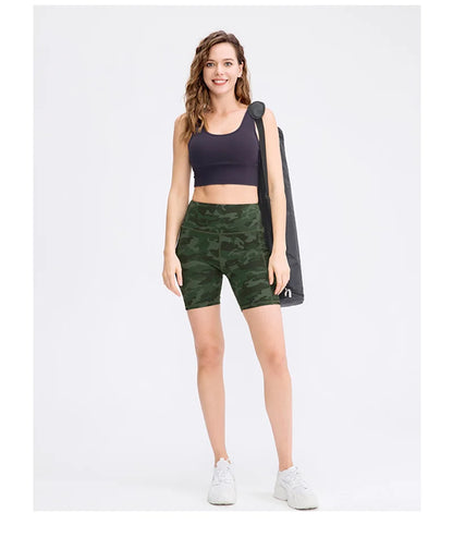 Women's  High Waist Gym Compression Yoga Shorts With Pocket