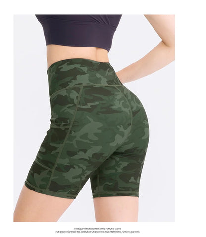 Women's  High Waist Gym Compression Yoga Shorts With Pocket