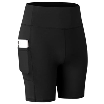 Women's  High Waist Gym Compression Yoga Shorts With Pocket