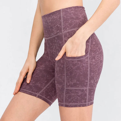 Women's  High Waist Gym Compression Yoga Shorts With Pocket