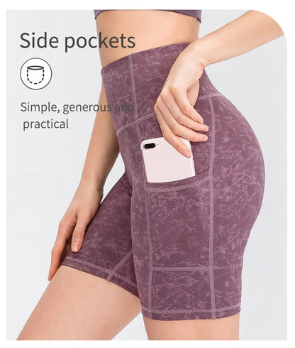 Women's  High Waist Gym Compression Yoga Shorts With Pocket