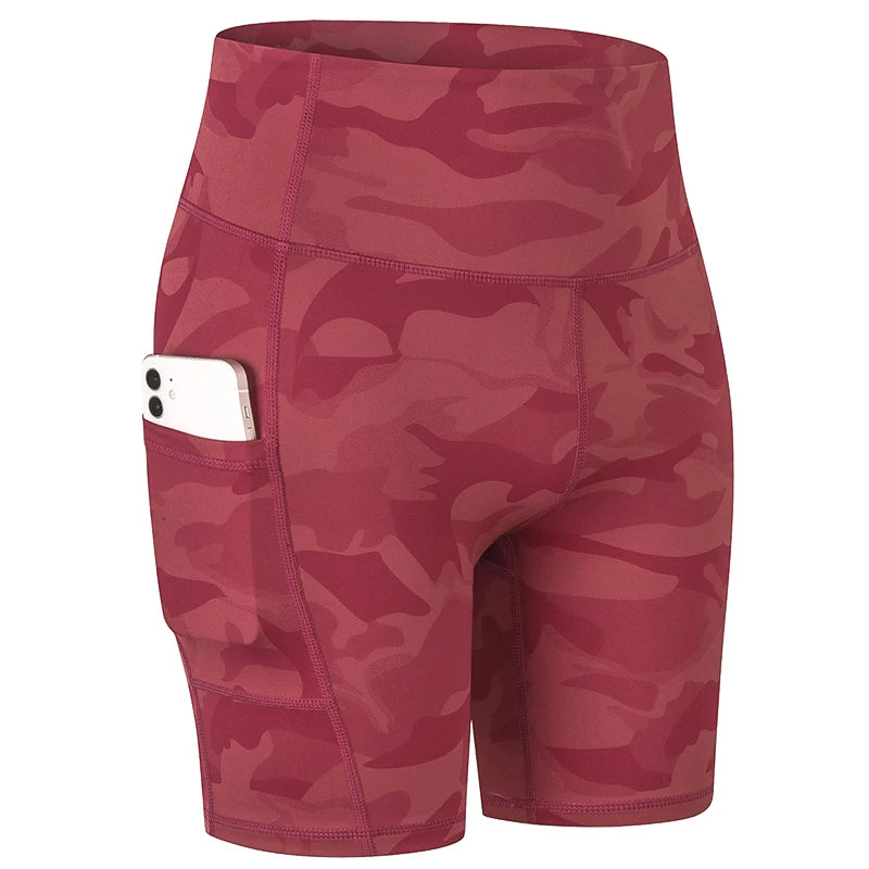 Women's  High Waist Gym Compression Yoga Shorts With Pocket