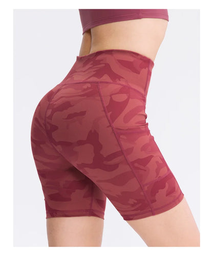 Women's  High Waist Gym Compression Yoga Shorts With Pocket