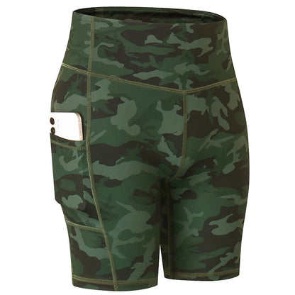 Women's  High Waist Gym Compression Yoga Shorts With Pocket