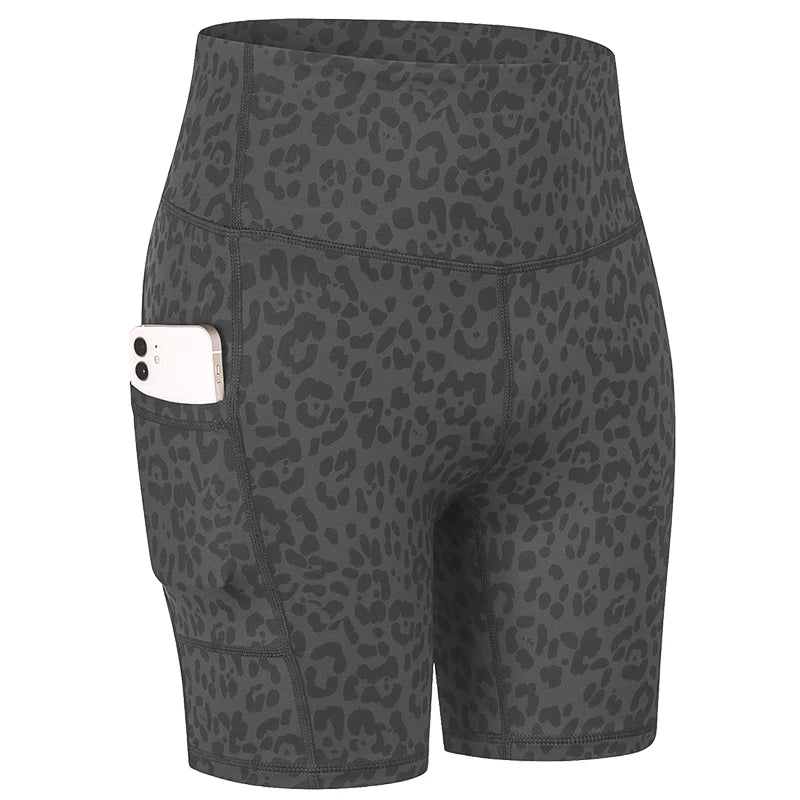 Women's  High Waist Gym Compression Yoga Shorts With Pocket