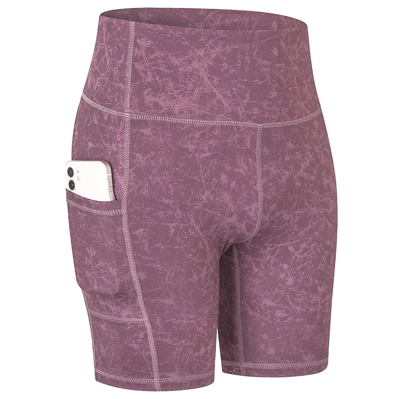 Women's  High Waist Gym Compression Yoga Shorts With Pocket