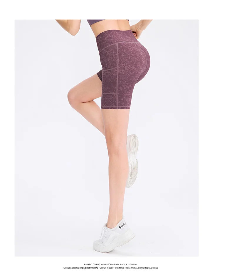 Women's  High Waist Gym Compression Yoga Shorts With Pocket