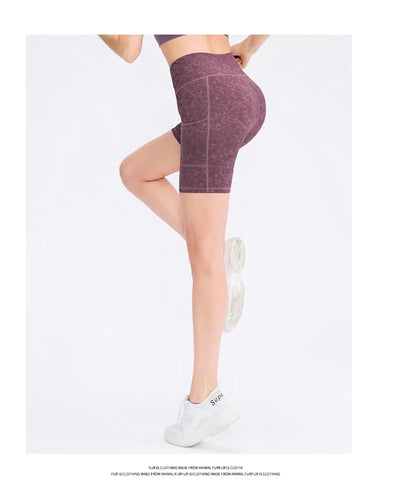 Women's  High Waist Gym Compression Yoga Shorts With Pocket