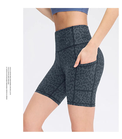 Women's  High Waist Gym Compression Yoga Shorts With Pocket