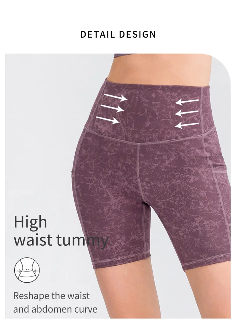 Women's  High Waist Gym Compression Yoga Shorts With Pocket