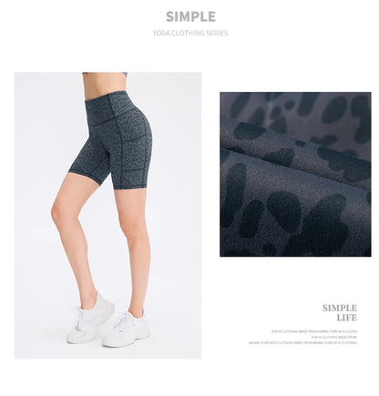 Women's  High Waist Gym Compression Yoga Shorts With Pocket