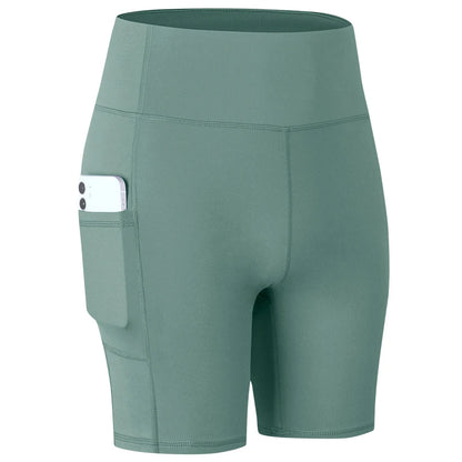 Women's  High Waist Gym Compression Yoga Shorts With Pocket