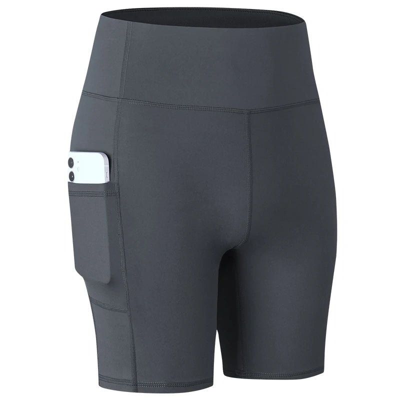 Women's  High Waist Gym Compression Yoga Shorts With Pocket