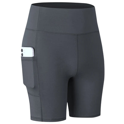 Women's  High Waist Gym Compression Yoga Shorts With Pocket