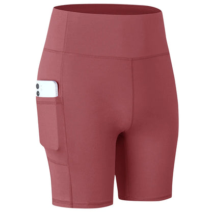 Women's  High Waist Gym Compression Yoga Shorts With Pocket