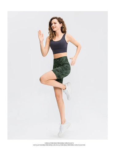 Women's  High Waist Gym Compression Yoga Shorts With Pocket