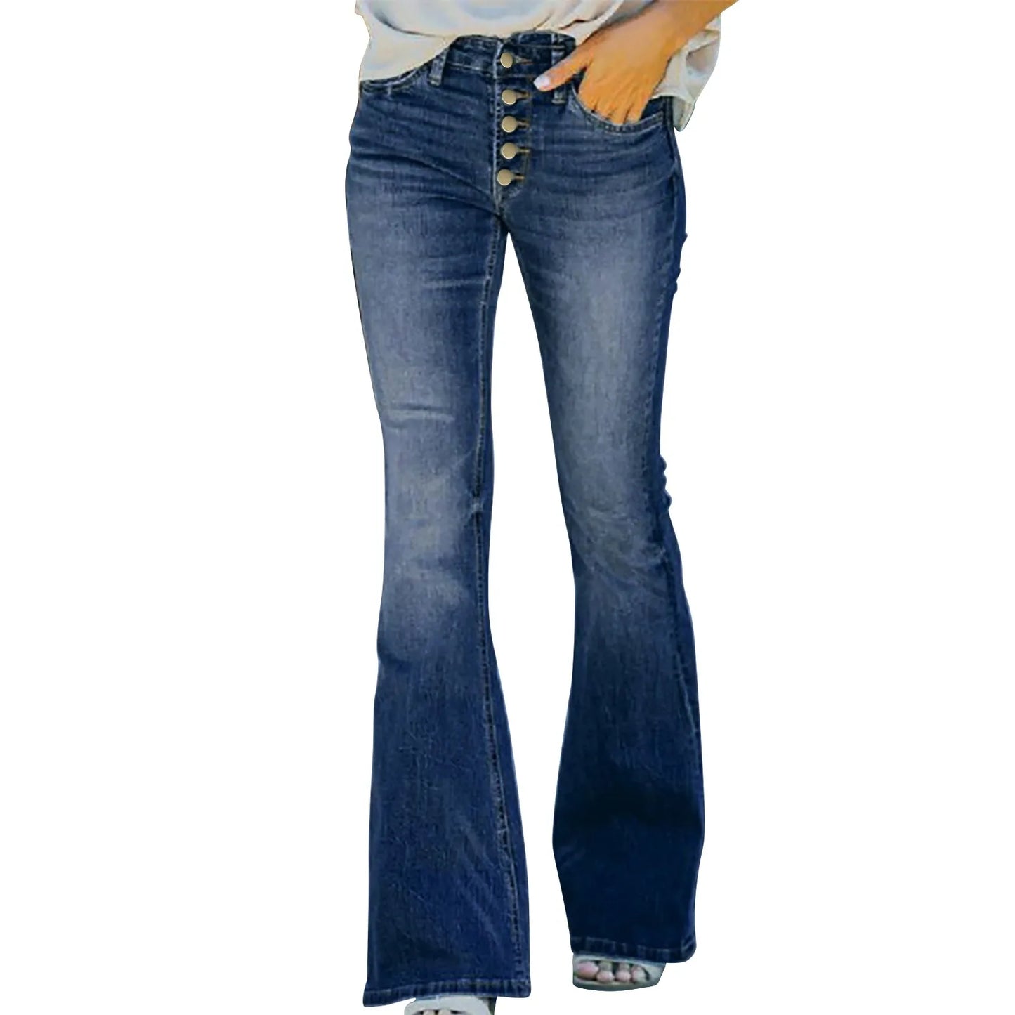 90s Vintage Button Fly High Waist Flare Leg Jeans