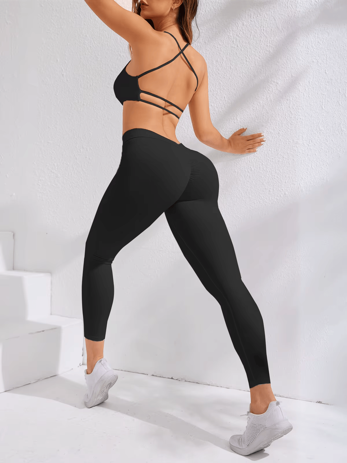 White Back V Women Yoga Pants Choose One Size Larger
