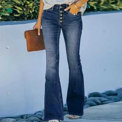 90s Vintage Button Fly High Waist Flare Leg Jeans